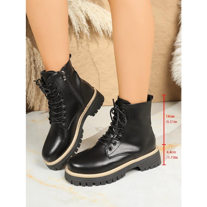

Thick-soled Boots, Casual and Versatile, Round-toed Ankle Boots, Women s Shoes, New Autumn and Winter Styles 43 чорний