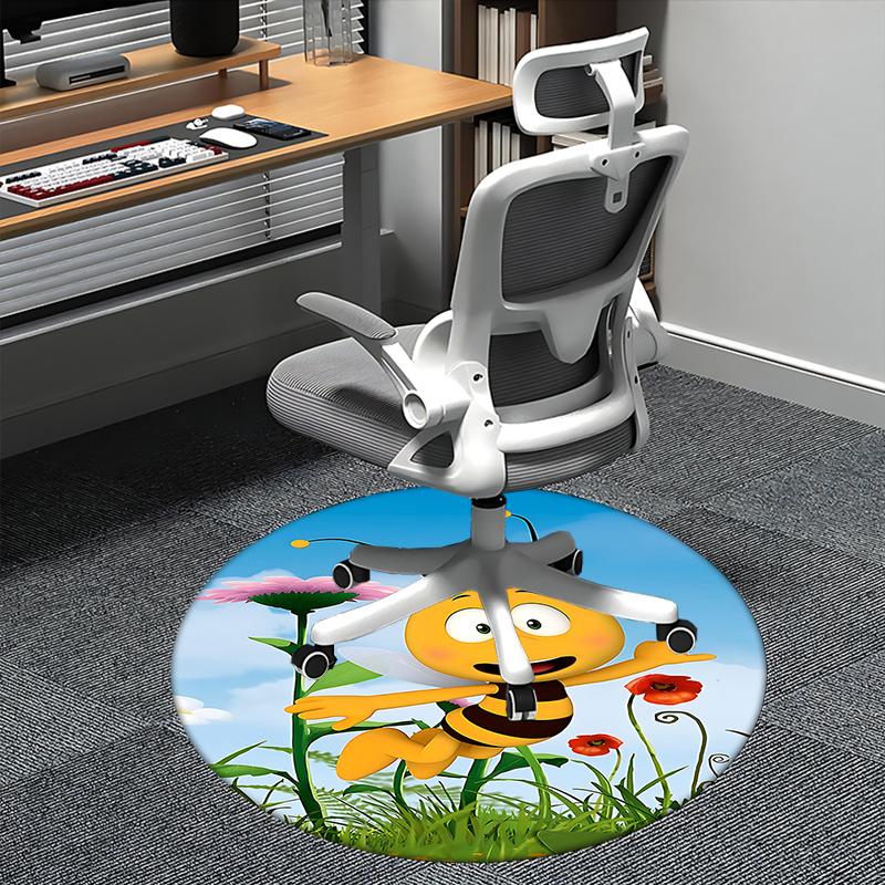 

Bright Yellow Bee Chair Mat - Round Carpet for Home Decor, Office Use, Gift Idea Suitable for Bedroom 80cm