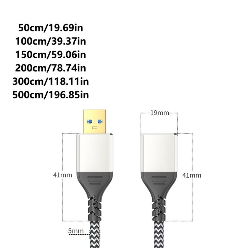 Portable USB3.0 Extension Cable 5Gbps Data Transmission Male to Female Extender Cord Data Transfer Wire Line 0.5-5m