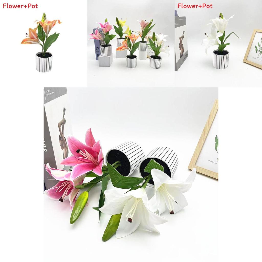 Konstgjord liljekonstverk med realistiska blad för evenemangsinredning och fotorekvisita