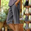 Women's Drawstring Five-point Pants, Casual Five-point Pants, Cotton And Linen With Pockets