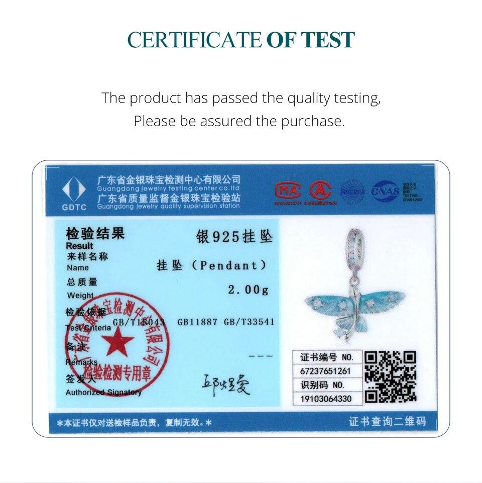 Bamoer 925 Sterling Silver Modrý Smalt Přívěsek Létající Ryba Přívěsek Pave Nastavení CZ pro ženy Náramek a náhrdelník DIY doplňky