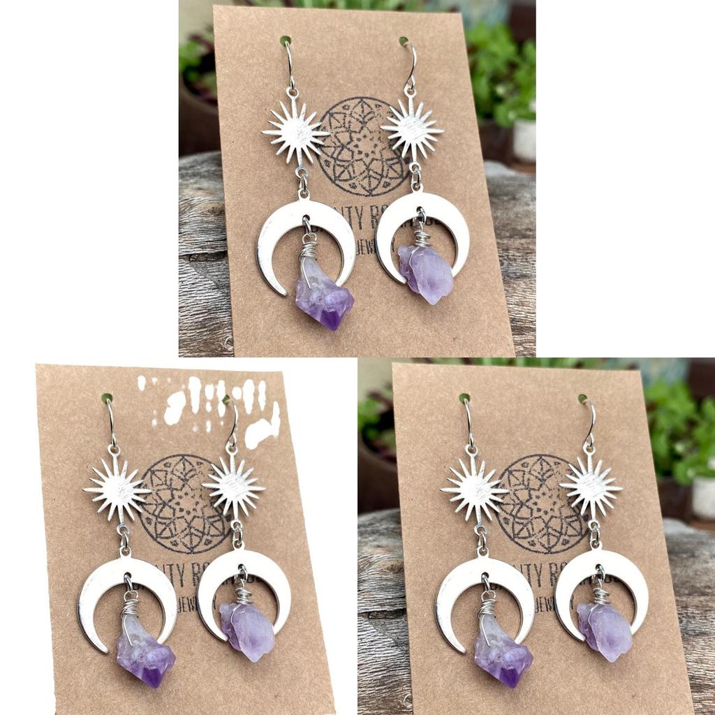 Natural Quartz Crystal Pendant Earrings With Geometric Design For Fashion Ol Style