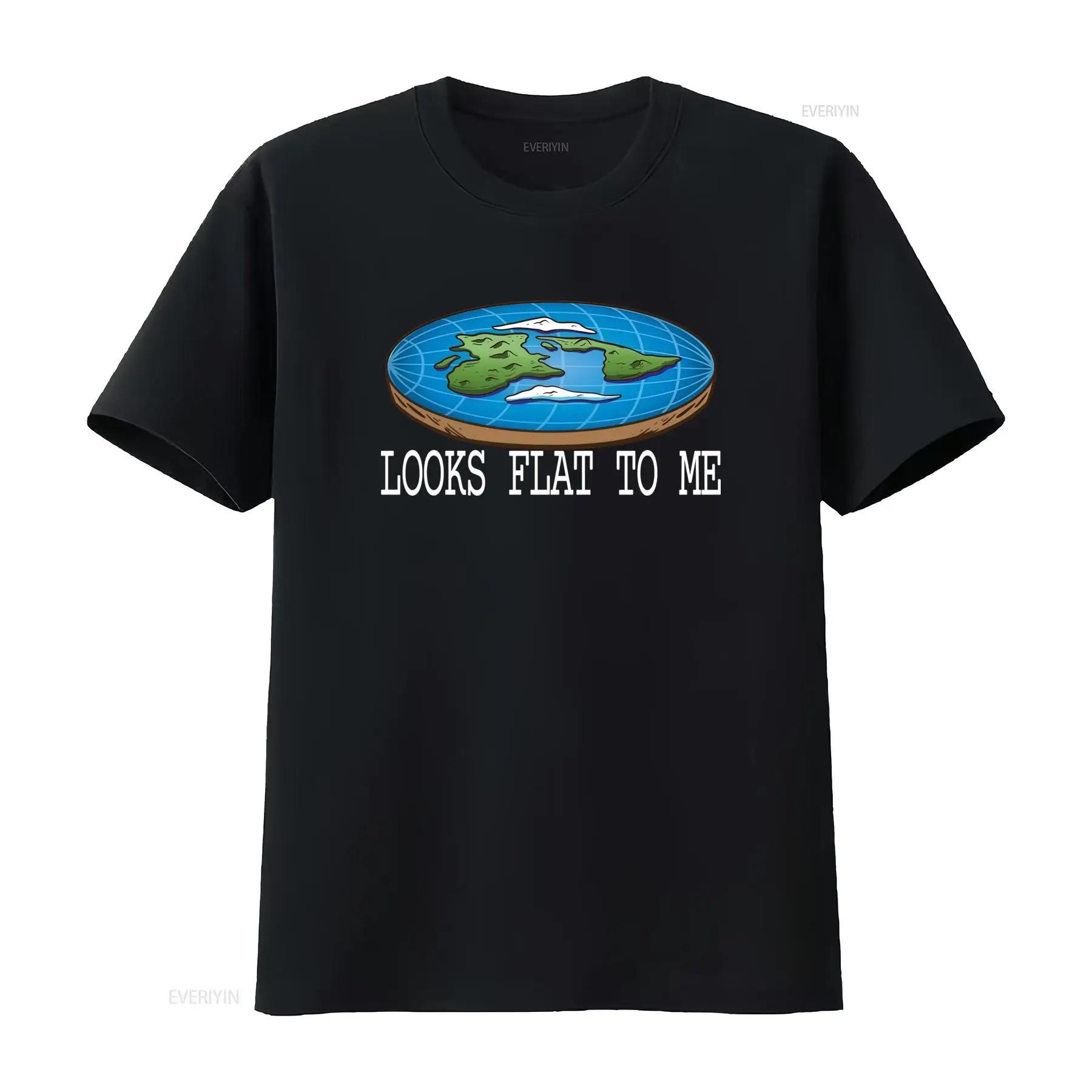 

Looks Flat To Me Earth Society Earther T Shirt Unique Print for Believers vintage Washed streetwear Slightly graphic Versatil... S разноцветный