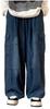 FloRise Wide Leg Cargo Jeans with Elastic Size FL350 Men's Waist, Navy, XL,