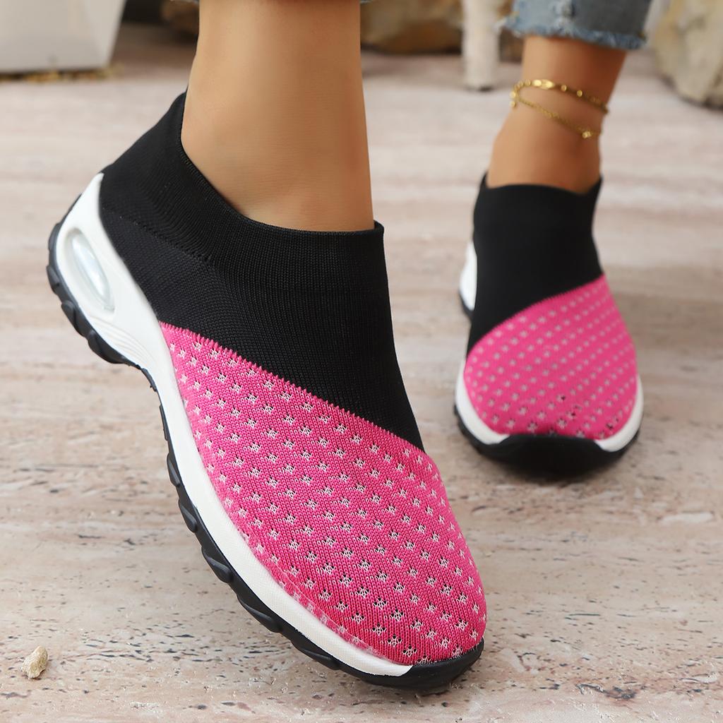 Fashion Summer Women Fashion Vulcanized Sneakers Platform Solid Color Flat Ladies Shoes Casual Breathable Wedges Ladies Walking Sneakers