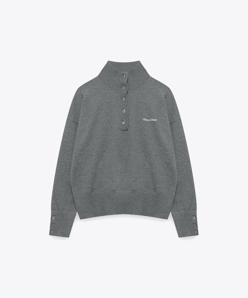 MARIE CLAIRE Button Loose Fit Turtleneck Knit (Mafdkn21Mgy)