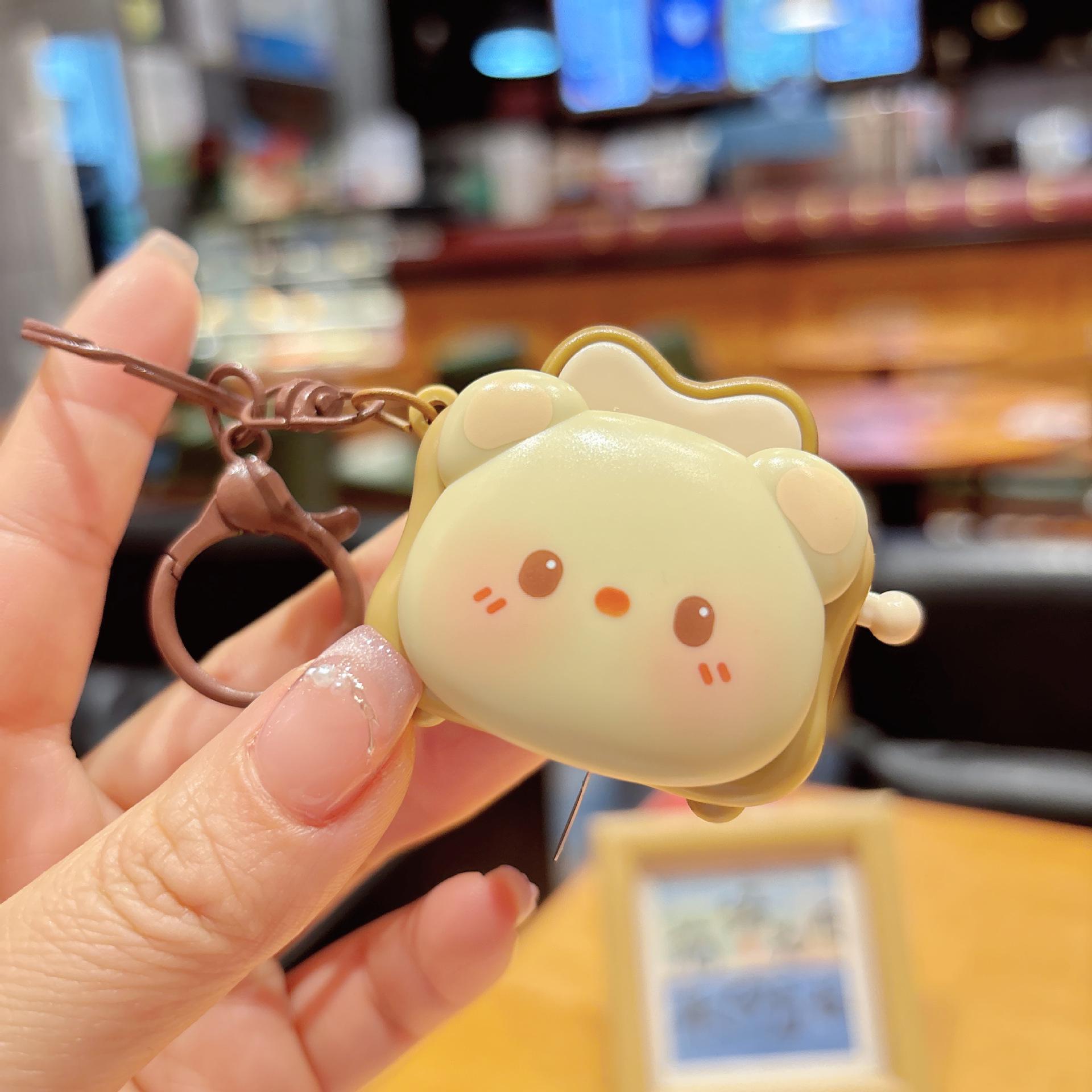 Cute Panda Bread Maker Keychain: Cartoon Animal Toy for Decompression and Backpack Pendant