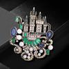 Rhinestone Castle Brooch for Women Vintage Palace Party Banquet Pin Gifts