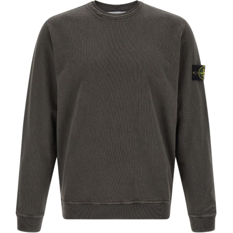 STONE ISLAND Solid Color Crew Neck Ribbed Long Sleeve Sweatshirt Men Sweatshirt L1S156100034S0060V0165