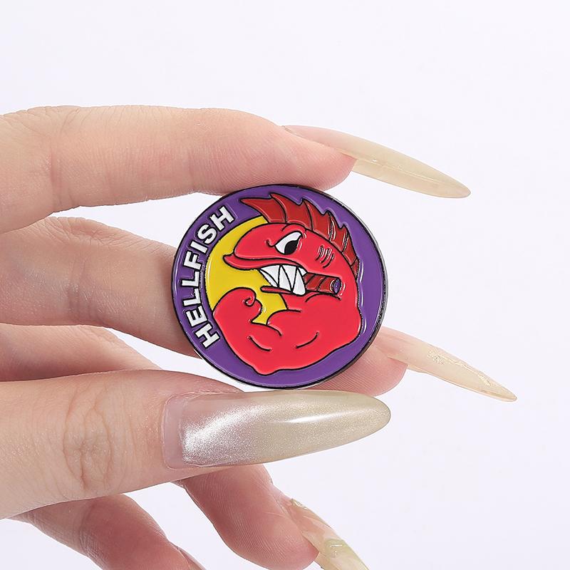 Cartoon Comedy Animation Enamel Pin Flying HellFish Gummy Venus Metal Brooches Lapel Backpack Badge Jewelry Gifts For Friends