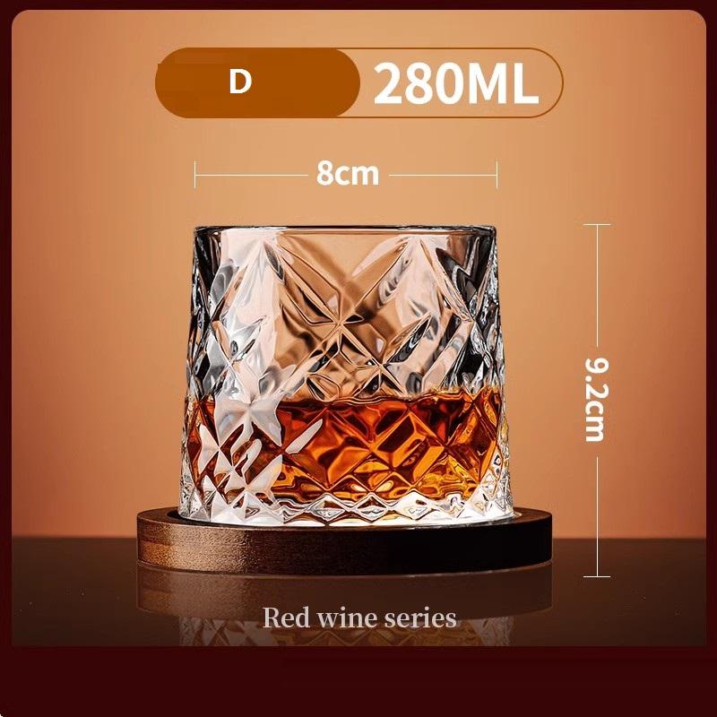 Tumbler Whiskeyglass med Sokkel Krystall Whiskeyglass Roterende Spinnende Vin Cognacglass Kopp Drikkeglass til Bar Hjem