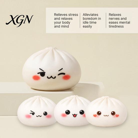 Simulated Dough Ball Toy Cartoon Expression Steamed Bun Stress Relief Dumpling Squeeze Sensory TPR Fidget