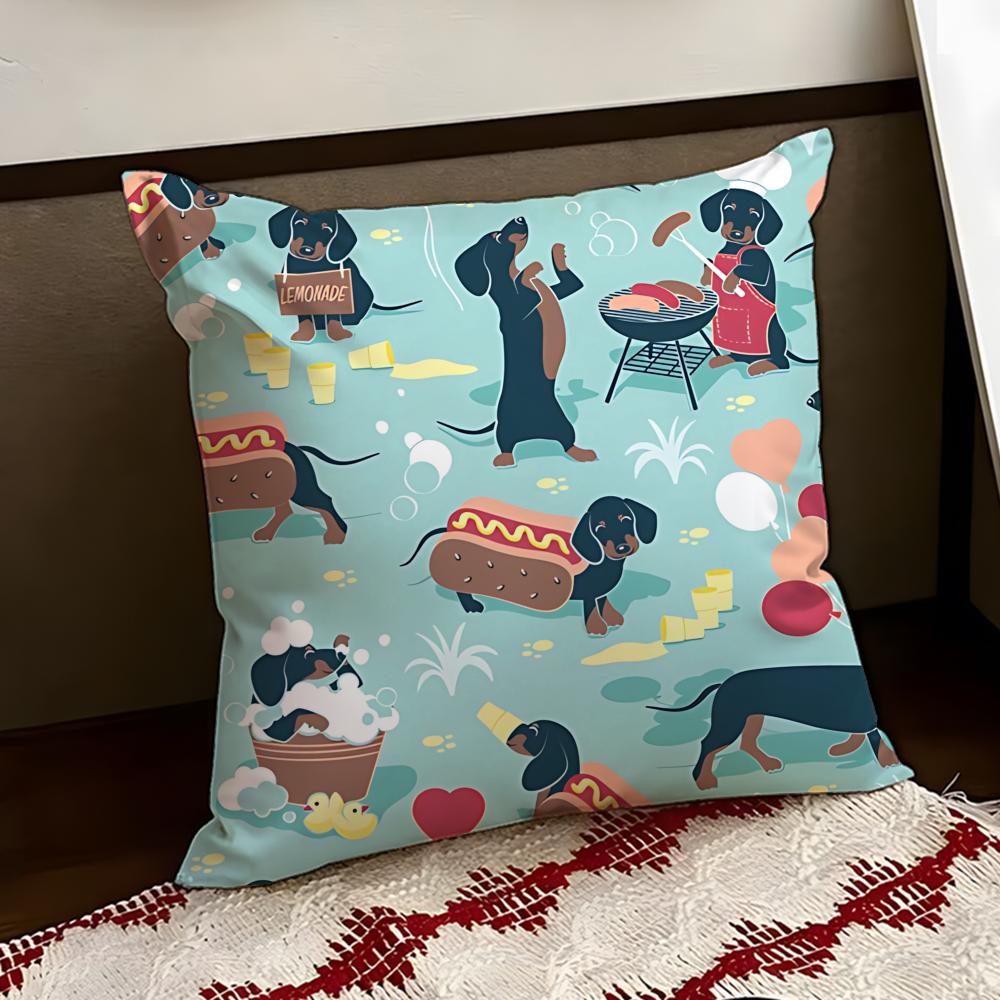Funda de Cojín Elástica de Perro Salchicha Reversible Suave Duradera para Almohada Uso Multiescena en Casa Coche para Comodidad Diaria