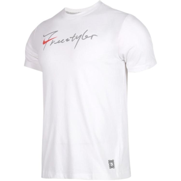 Nike Back Large logo Printing Freestyle Sports Short Sleeve White Men s CK1186-100 S