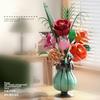 Non-Toxic 566Pcs Diy Daisy Rose Bouquet Building Blocks Plastic Flowers With Vase Children Toys Home Decor New Year Valentine'S Day Gifts