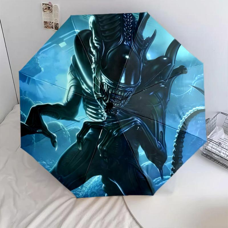 

1 PC Automatic Folding Umbrella - Alien Pattern, Portable & Foldable Design with 8 Ribs, Christmas Birthday Gifts