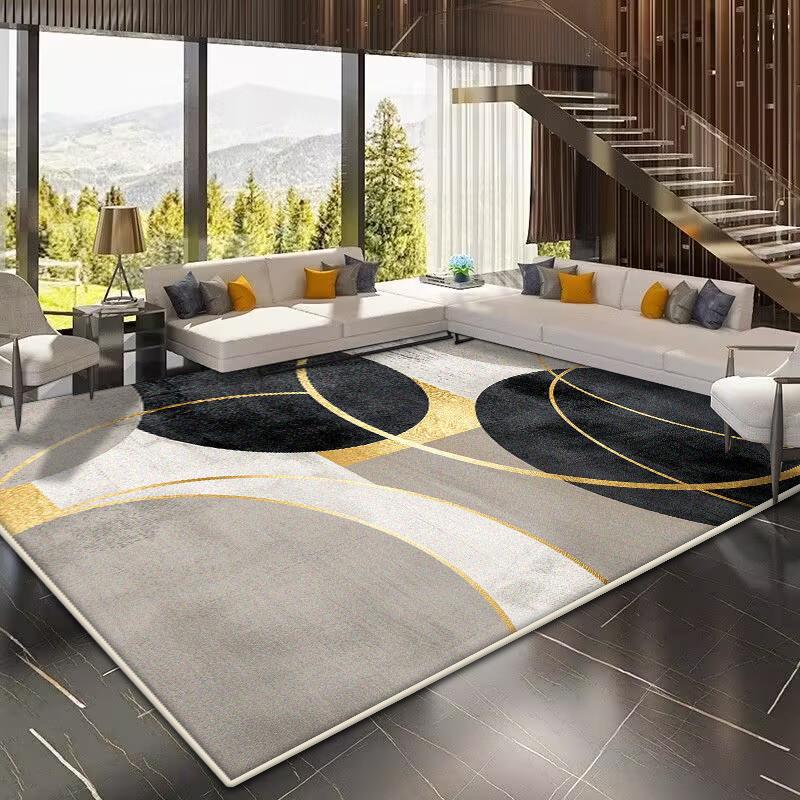 Golden Geometric Carpet for Living Room Large Area Modern Decoration Home Rugs for Bedroom Soft Non-slip 200x300 Lounge Sofa Mat