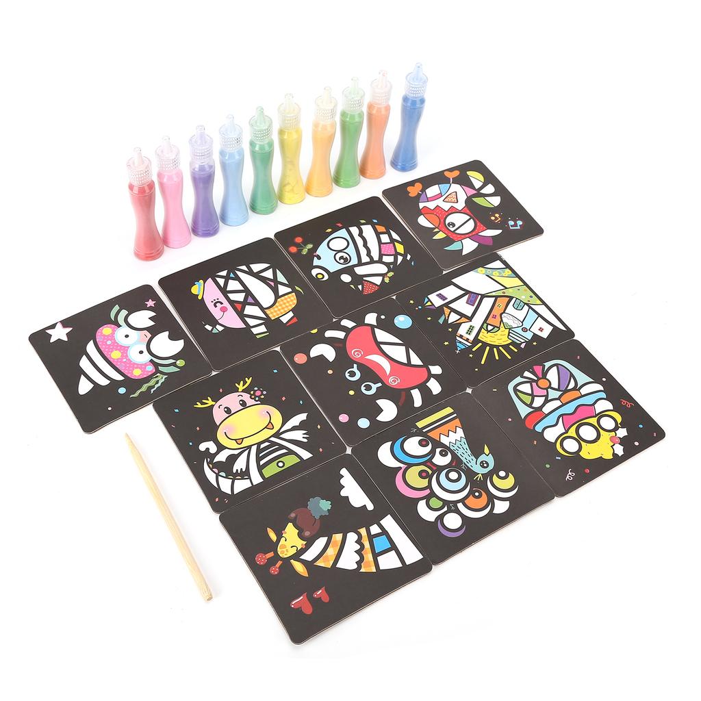 Sand Art Painting Cards Set DIY Colored Sand Art Kit Educational Art Toy for Children