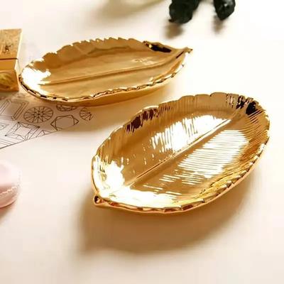 Vassoi decorativi Piatti a forma di Foglia Ceramica Piatti da Cena Vassoio per Torta Caramelle Dessert Contenitore per Gioielli Piatti Decorazione Casa
