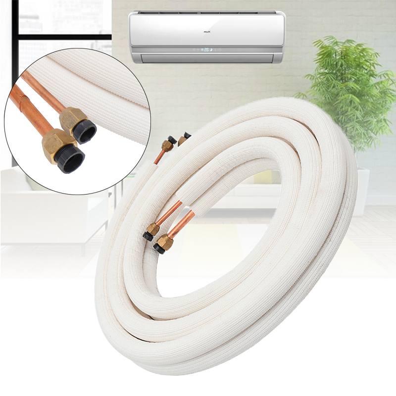 1/2/3/4/7m Insulated Copper Pipe 1/4'' 3/8'' Air Conditioner Pipes Fittings Pair Coil Tube Split Line Wire Set Air Conditioner