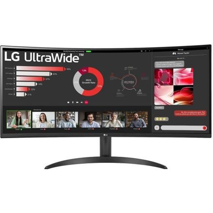 Moniteur - LG - 34WR50QC-B.AEU - 34 pouces - 3440 x 1440 - UltraWide Quad HD - LCD