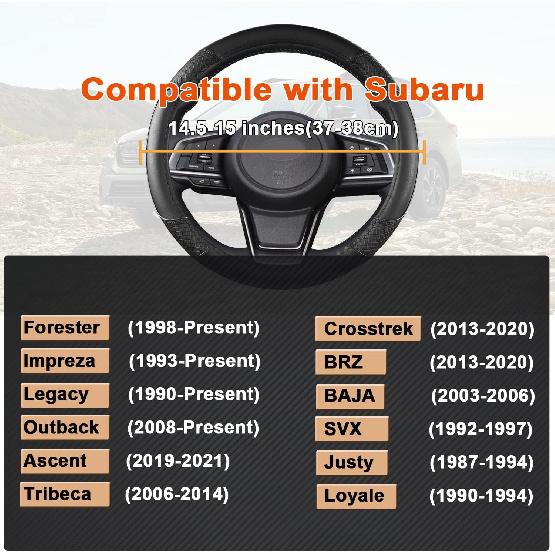 GIANT PANDA Ized Auto Steering Wheel Cover For Subaru Forester, Car Steering Wheel Cover For Subaru Outback And Crosstrek - Solid Black