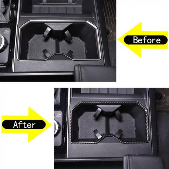 Carbon Fiber ABS Water Cup Holder Panel Trim Fit For Toyota Tun-dra -2024