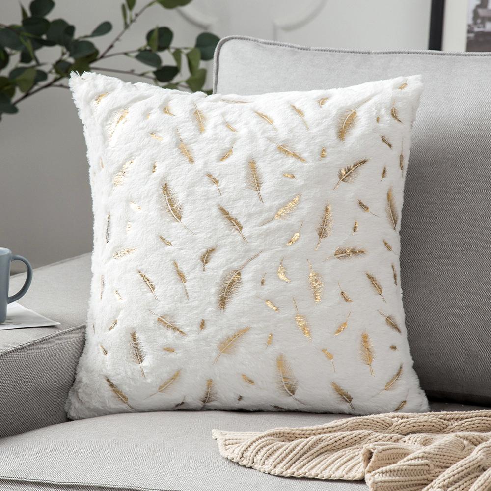 Plush Golden Fur Cushion Cover White 43x43 Decorative Pillow Cover for Sofa Home Decor Pillow Case Gray Black Fur Cushion Cover