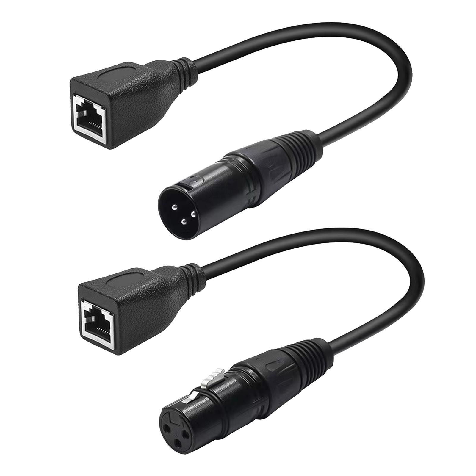 XLR 3 pin RJ45 Adapter Cable-XLR 3 Pin Male to RJ45 + XLR 3 Pin Female to RJ45 Female DMX Ethernet Adapter Converter Cable золотой