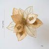Fabric Plastic Christmas Artificial Flowers 25CM Glitter Fake Flower  Christmas Decor