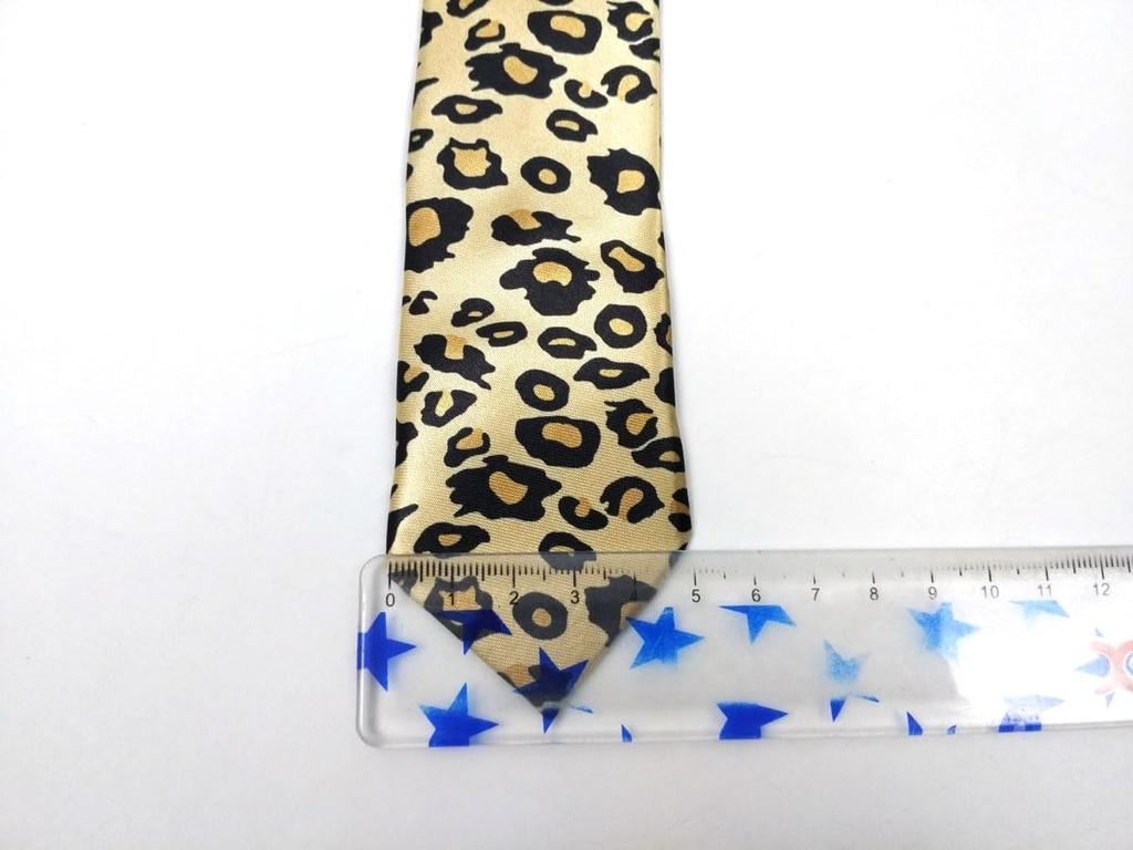 [F NODE] Leopard Print Narrow Tie, Slim Tie, 5.5cm Wide, Polyester, Stylish Slim Tie