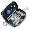 RenLianyi Smart Car Key Case, Integrated Genuine Leather Card Case for Men and Women, with 6 Hooks, Key Holder, 2 Card Slots, and Carabiner, Green