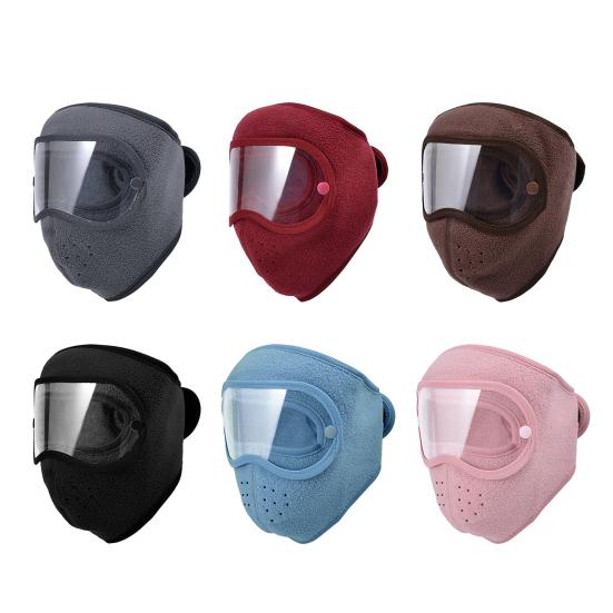 Thermal Mask with Removable Goggles Fleece Warm Mask Breathable Winter Mask Windproof Full Face Protection for Skiing Cycling Hiking Running Men Women