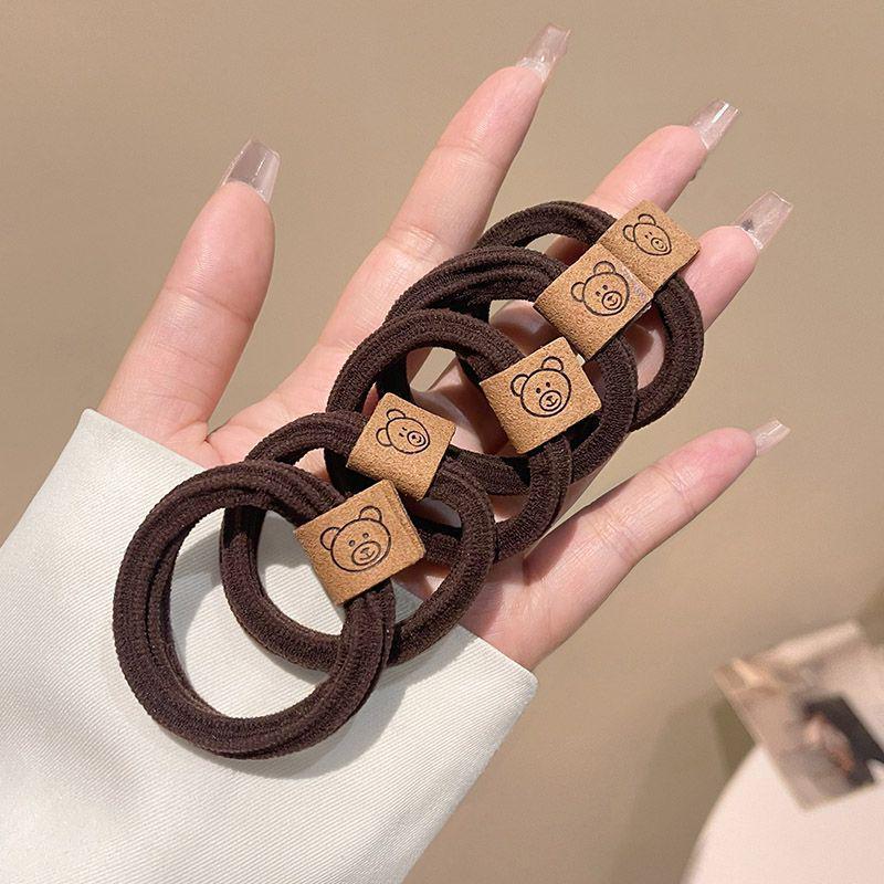 Kleiner Bär Hochelastisches Kaffee-Haargummi für Frauen und Mädchen - Langlebig, Schlicht und Elegant