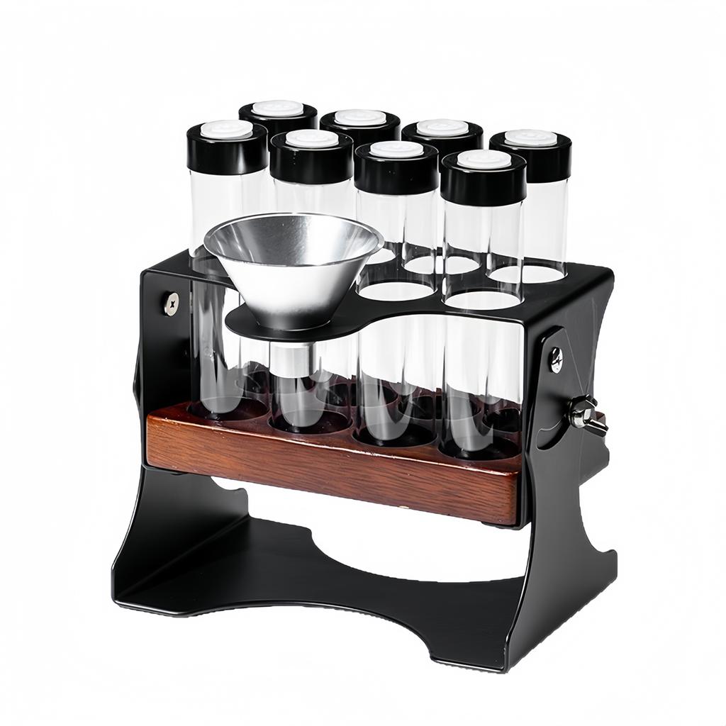 10pcs/set Coffee Bean Storage Stand Single Dose Coffee Bean Storage Display Stand Exhaust Valve 8 Tubes With Funnel Accessories