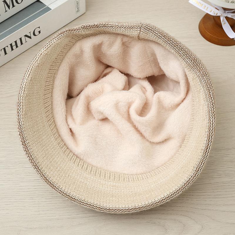 A Scarf Outdoor Cold proof Set Autumn and Winter New Style Plus Velvet Rabbit Fur Warm Hat Casual and Versatile Basin Hat
