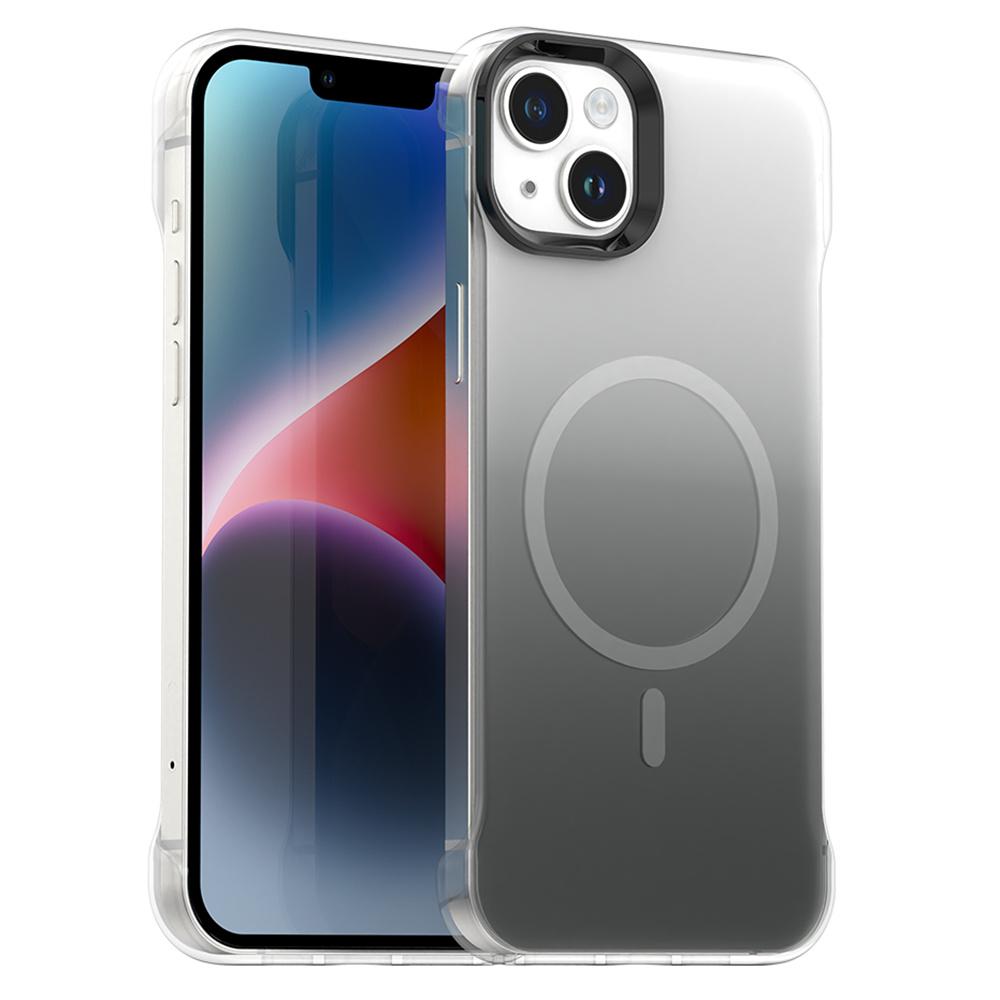 For iPhone 14/13 Magnetic Case Gradient Design Borderless IMD TPU+PC+PET Phone Cover