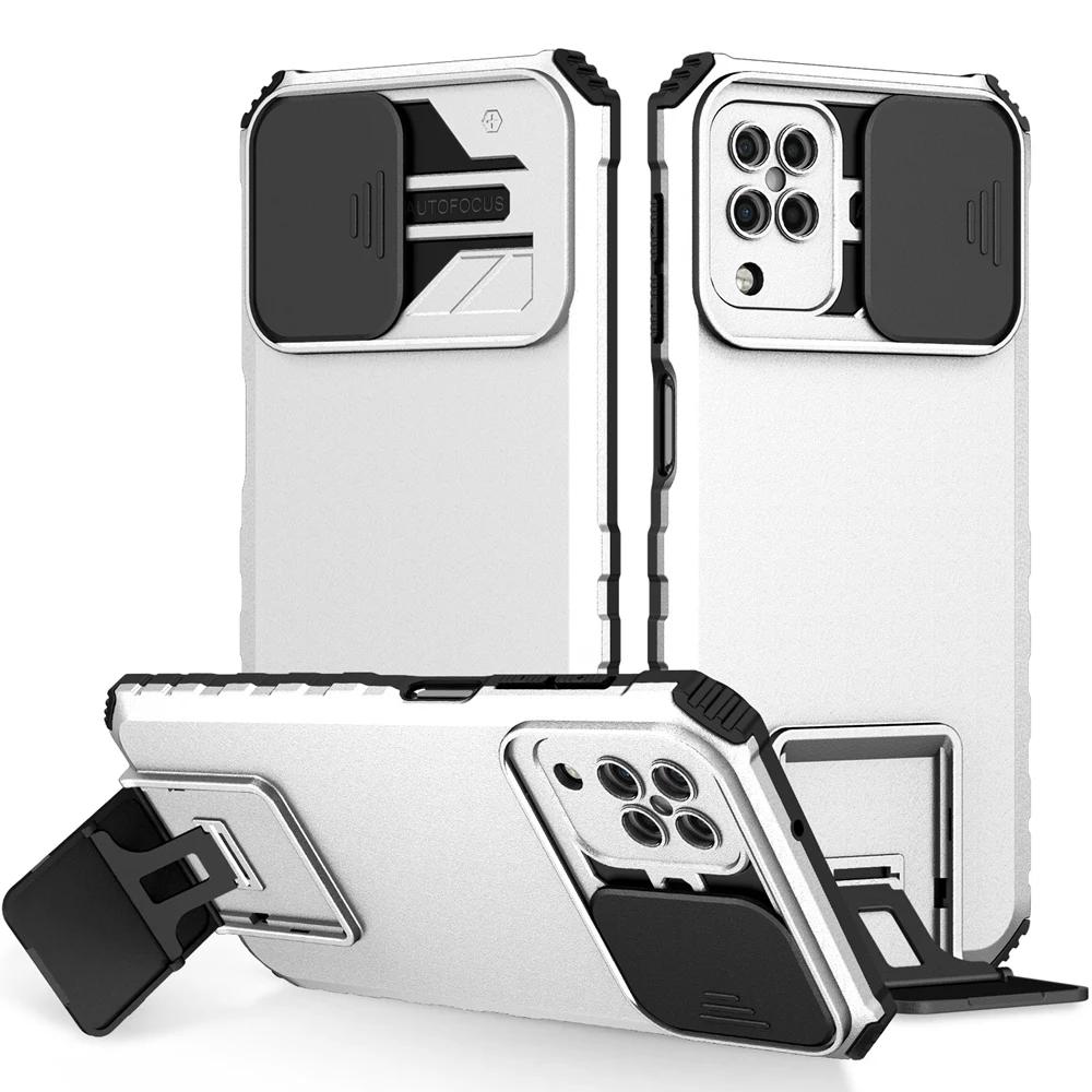 Shockproof Case for Samsung A12 A22 4G A22S A42 5G Push Pull Camera Protection Live Stand Phone Cover for Galaxy M32 M12 Cover