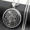 Seal of Seven Archangels Necklace Stainless Steel Glass Pendant Solomon Talisman Protection Jewelry for Men Women