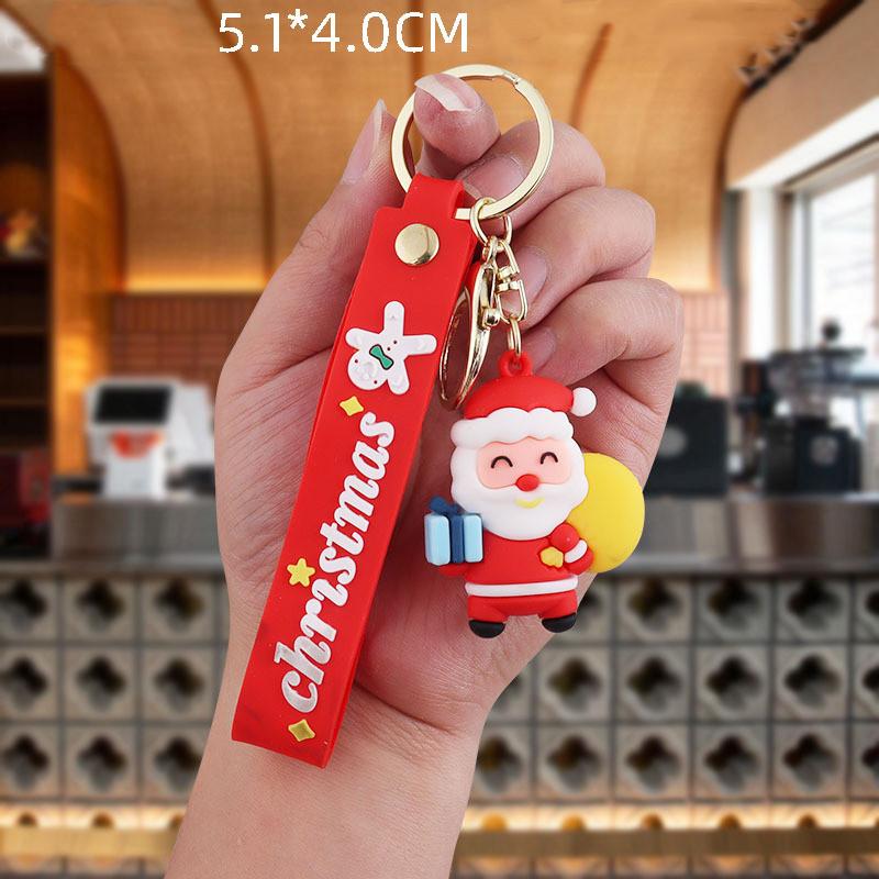 2024 New Christmas Keychain Pvc Soft Rubber Schoolbag Pendant Doll Christmas Small Gift Series Car Accessories Interior Ornament