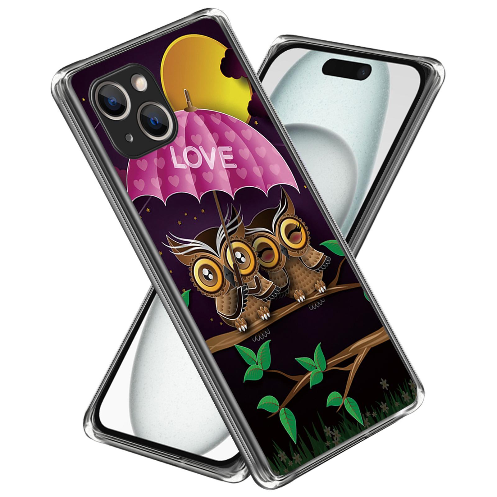 

For iPhone 15 Plus Case Anti-drop Pattern Printing TPU Mobile Phone Cover Owl Couple