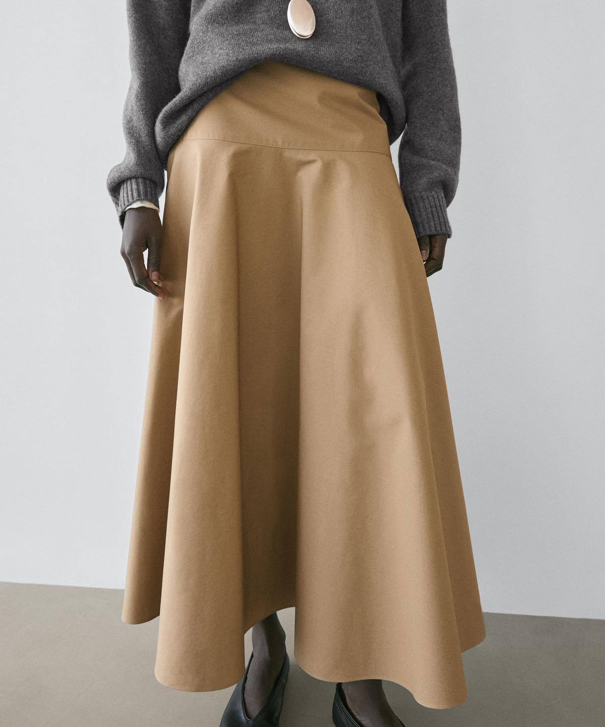 Masimodutti Yoke Detail Flounced Midi Skirt