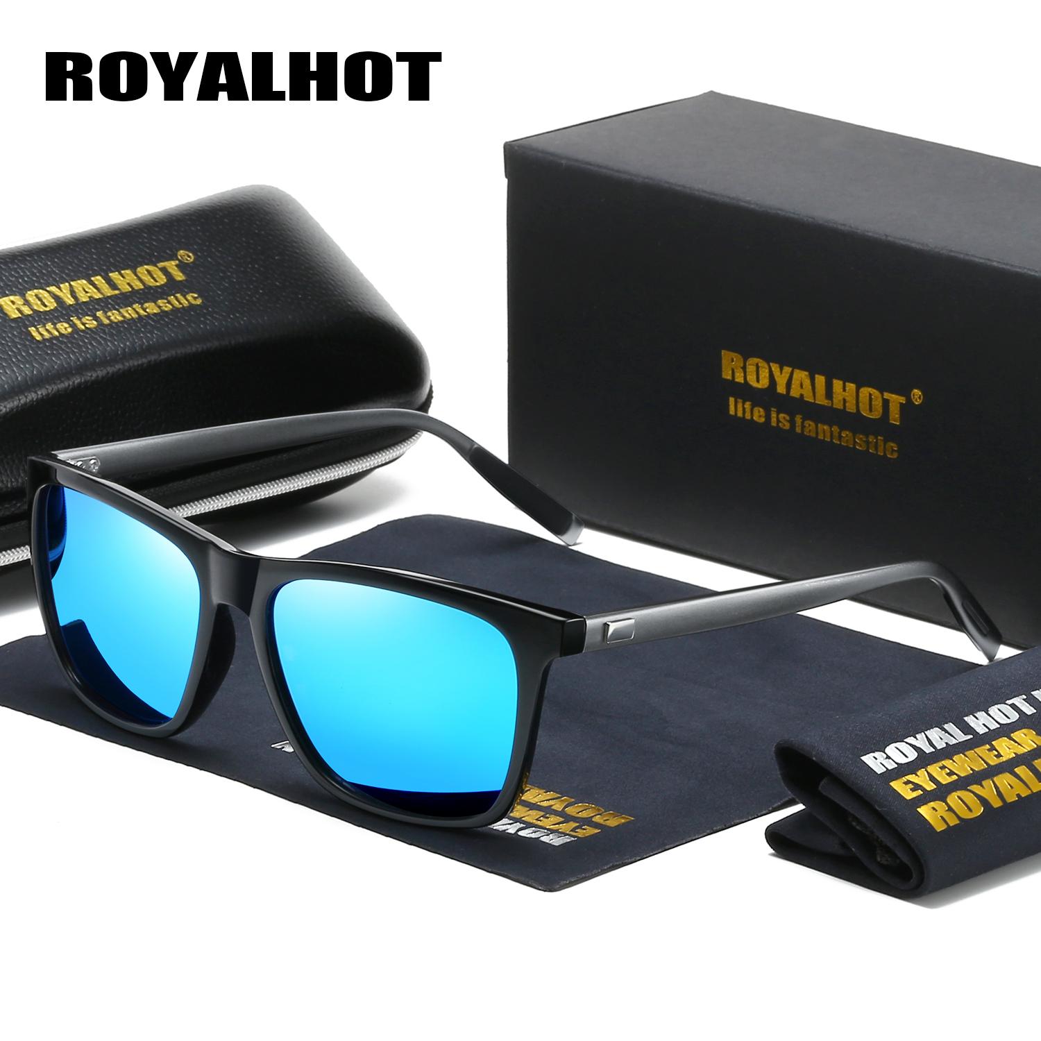 

RoyalHot мужские и женские поляризационные солнцезащитные очки в квадратной алюминиевой магниевой оправе, солнцезащитные очки для вождения, солнцезащитные очки Óculos masculino Male