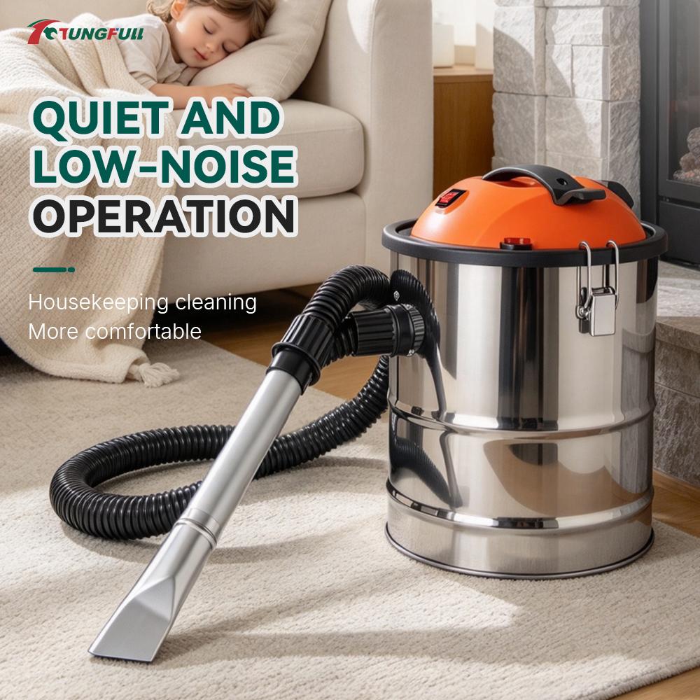 TUNGFULL Fireplace Ash Vacuum Cleaner 1200W Stainless Steel Tank High Power Ash Vac for Fireplace Pellet Stove BBQ Grill