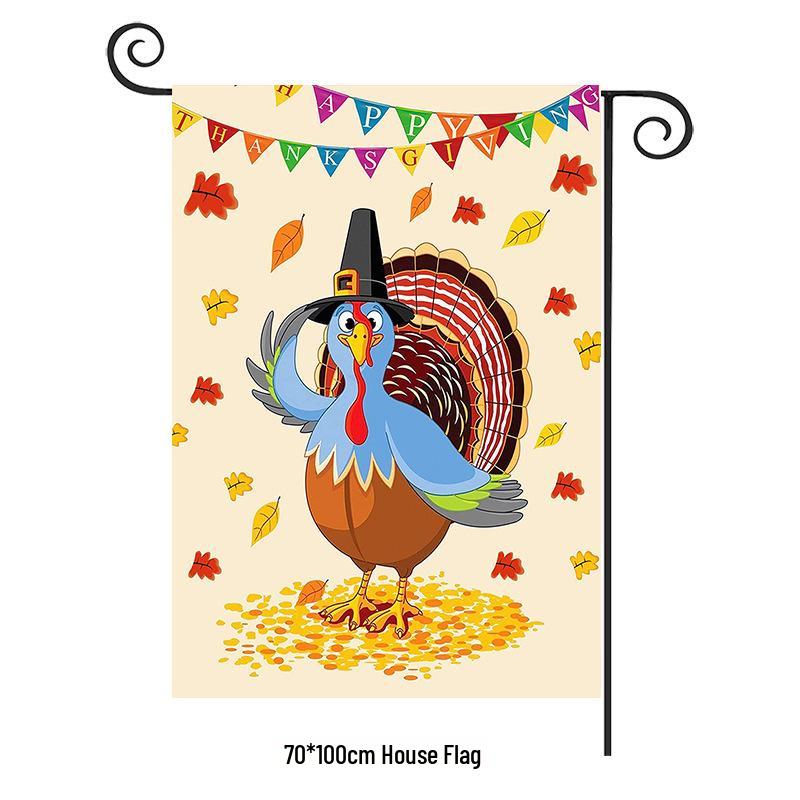 Turkey Yard Decoration Flag: Halloween Pumpkin & Thanksgiving Festival Garden Flag