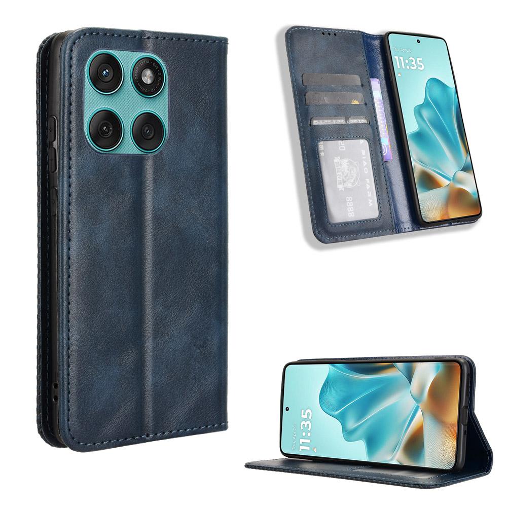 

Чохол-книжка з відкидною кришкою для Motorola Moto Edge 60 Fusion зі штучної шкіри, повний захист корпусу з [RFID-блокуванням], ударостійкий, міцний, ретро-стиль Motorola Edge 60 Fusion синій