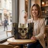 Gothic Skull Print Casual Tote Bag Fashion Daily Carry Shoulder Bag