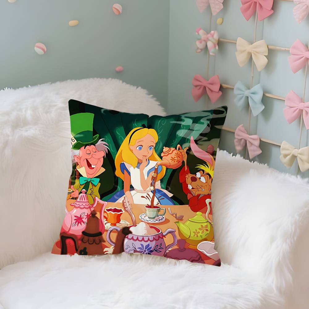 Classic AnimeAalice InWwonderlandS Cute Throw Pillow Covers Pattern Cushion Cover Suitable For Sofa Bedroom Car Pillow Cover