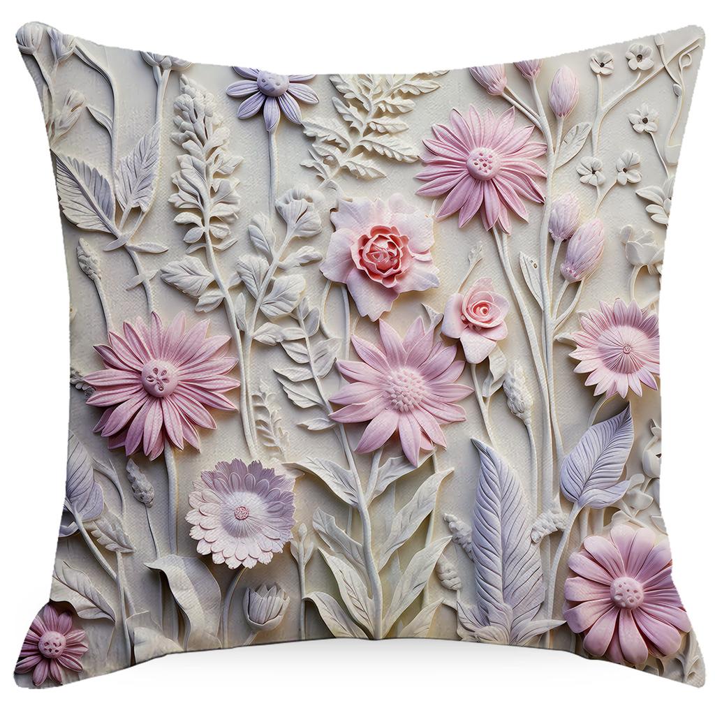 New Retro Floral Pillowcase Creative Oil Painting Engraving Style Print Home Sofa Cushion Pillowcase